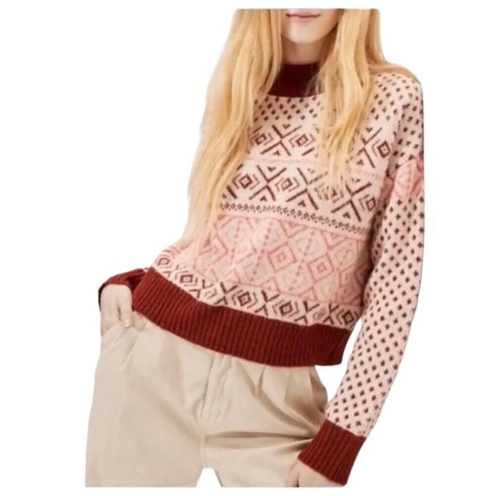 2/$30 American Eagle Nordic Fair Isle Mock Neck Sweater Size M